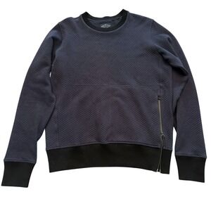 Craft Atlantic Sweater Men's Size Large Navy Blue Side Zip Textured Pullover 18